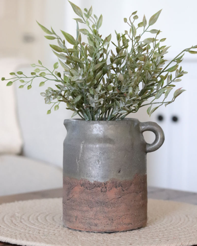 Ceramic Vase With Grey Glazed Top