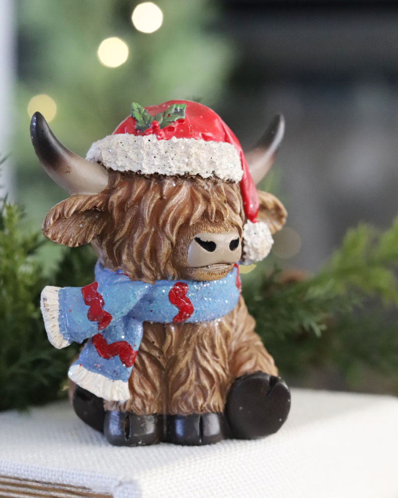 Holiday Highland Cow in Scarf