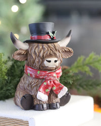 Holiday Highland Cow in Scarf