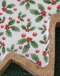 Holly Tree Dip Tray With Spreader