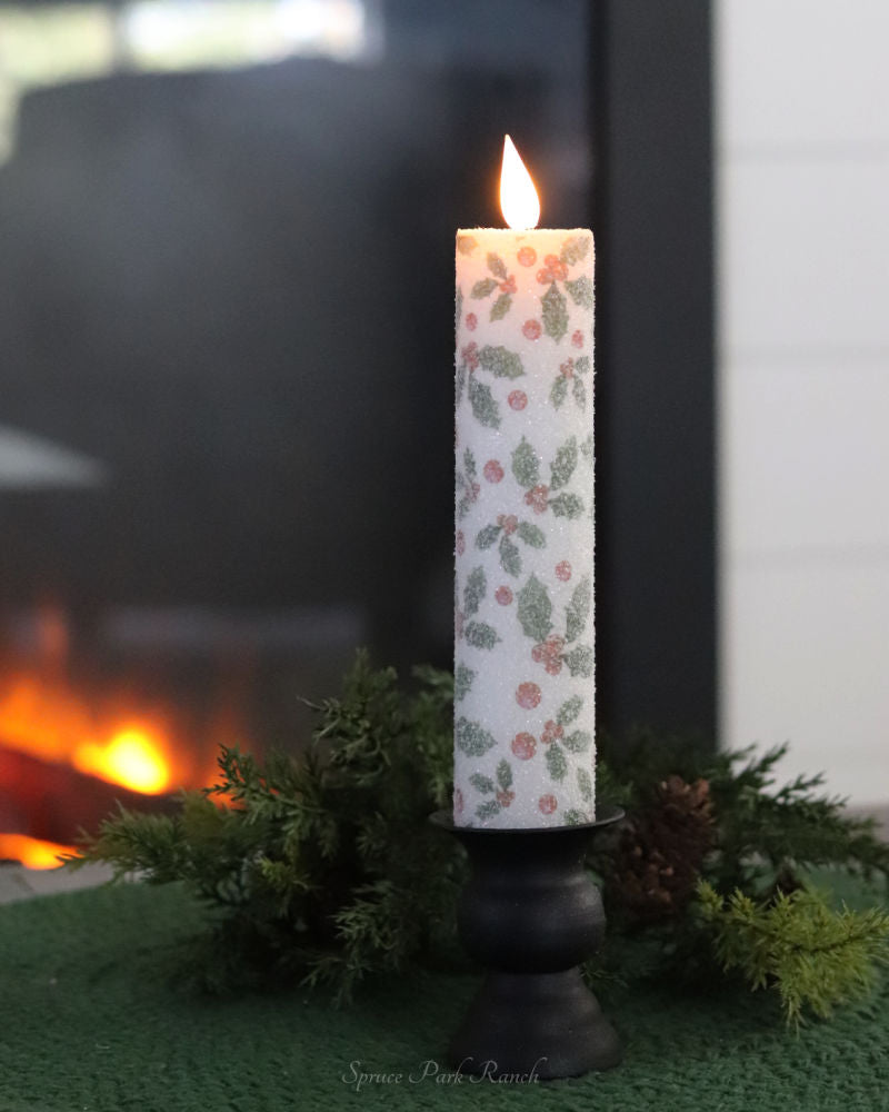 Holly LED Glitter Candle
