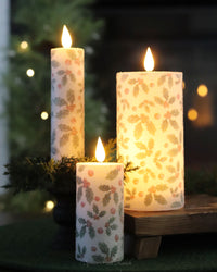 Holly LED Glitter Candle