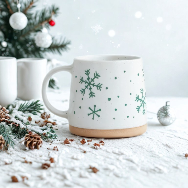 Stoneware Mug with Snowflakes