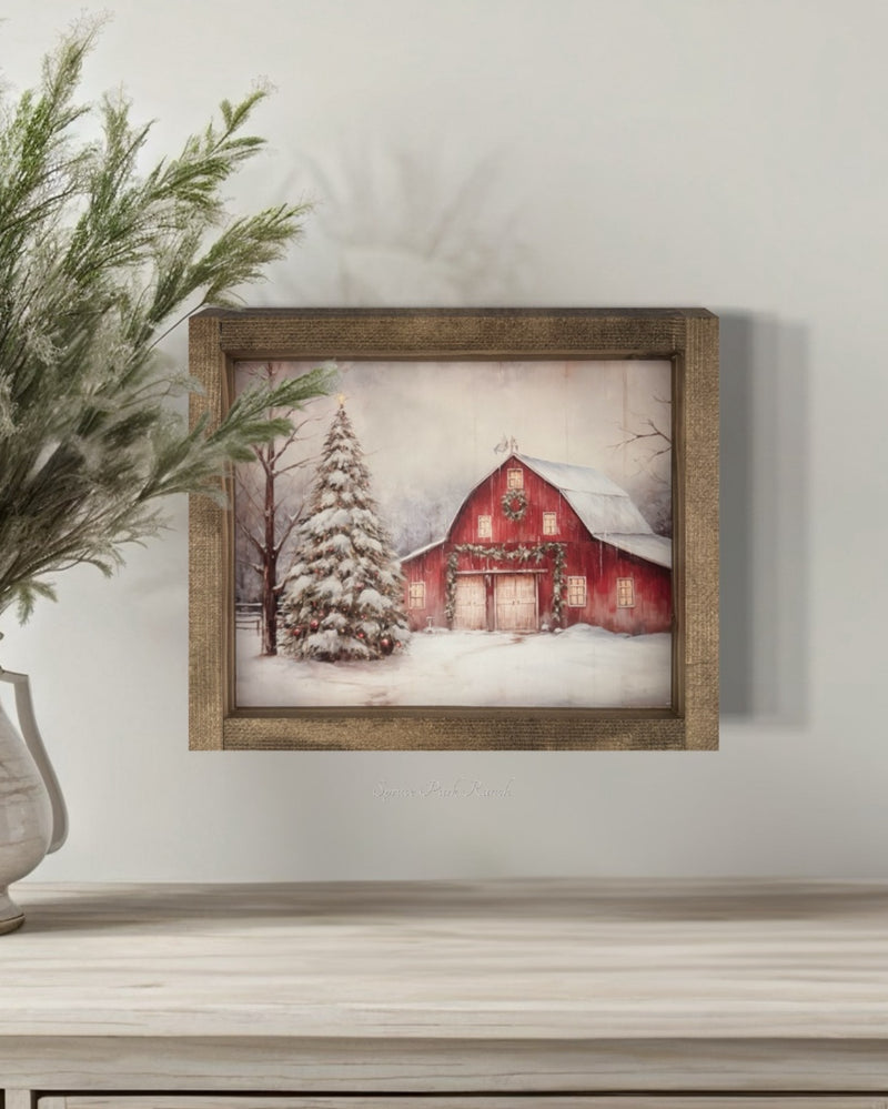 Christmas Barn Vintage Print – Spruce Park Ranch