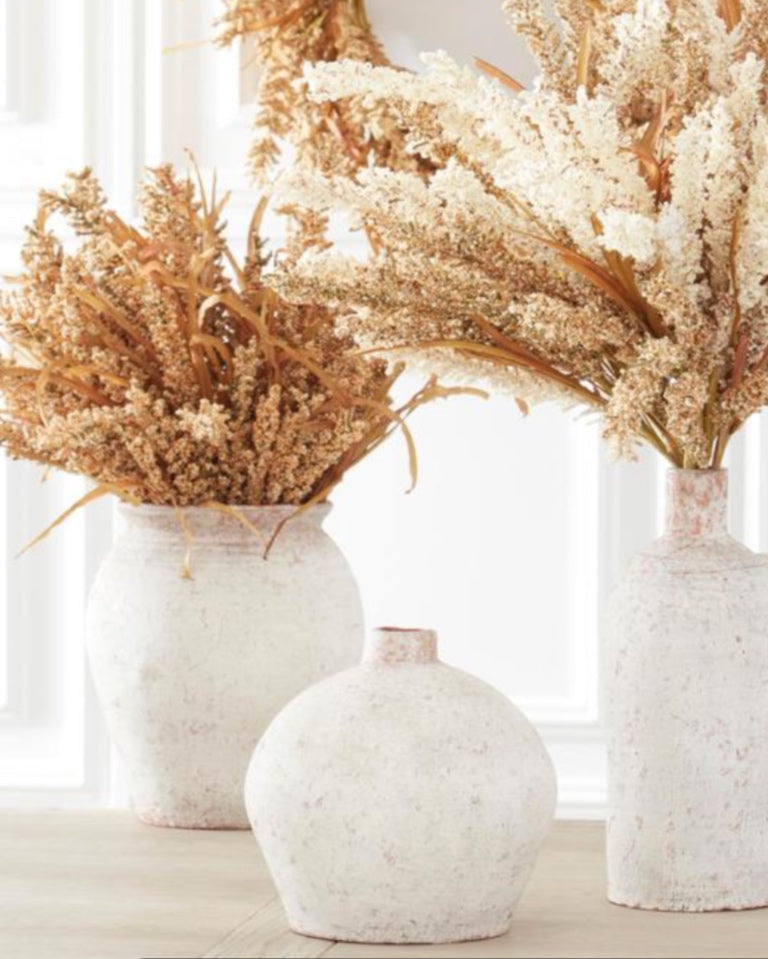 Distressed White Ceramic Vase