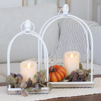 White Diagonal Framed Open Lantern