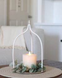 Metal White Open Lantern