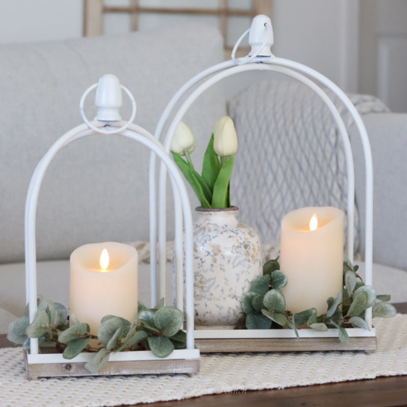 White Diagonal Framed Open Lantern