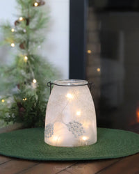 Frosted Glass Holiday Pinecone Lantern