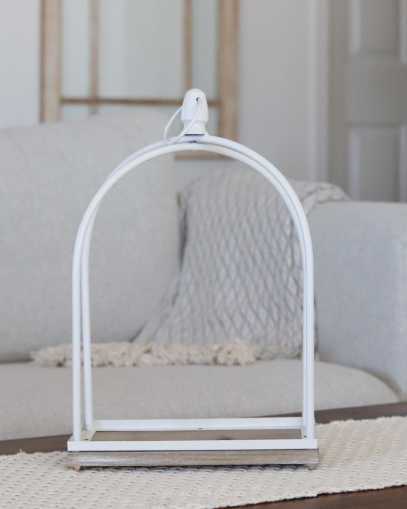White Diagonal Framed Open Lantern