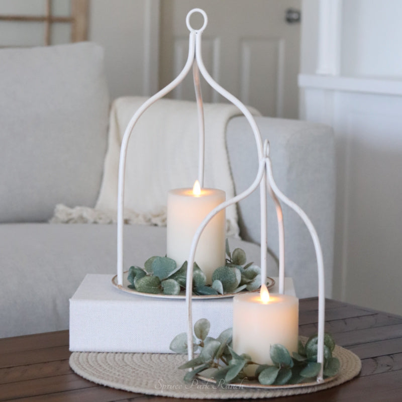 Metal White Open Lantern