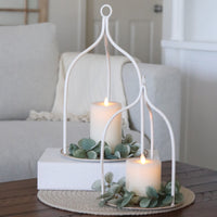 Metal White Open Lantern