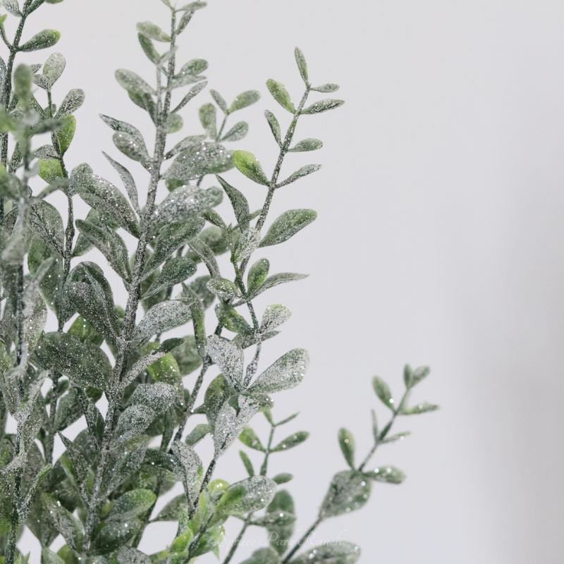 Glittered Green Laurel Leaf Stem 24"