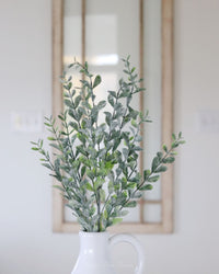 Glittered Green Laurel Leaf Stem 24"