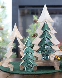 Layered Wood Sage Green Enamel Tree