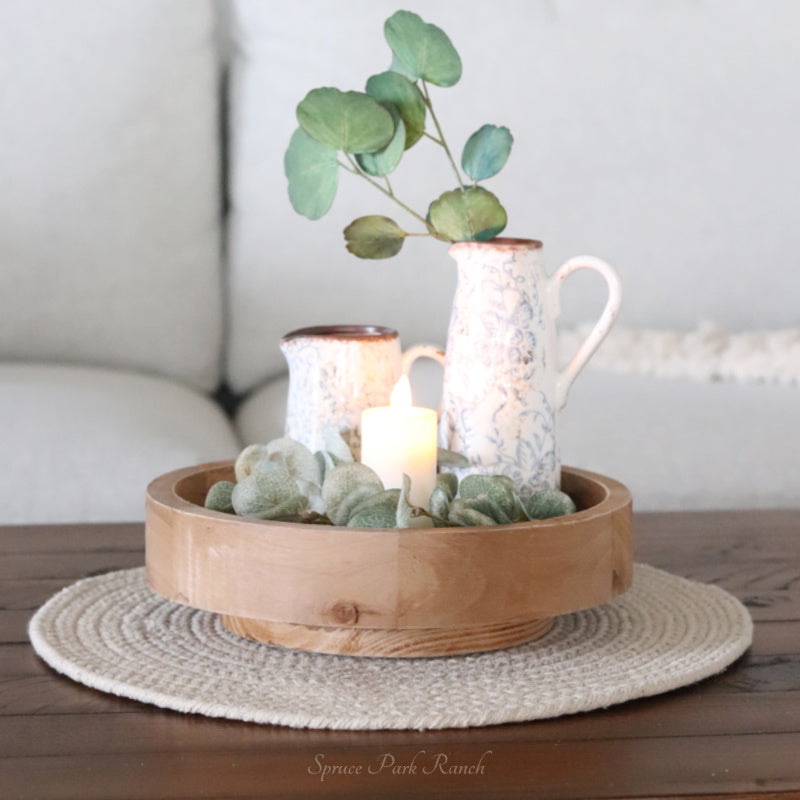 Lazy Susan Wood Tray Natural