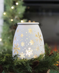 Lighted Glass Snowflake Design Lantern