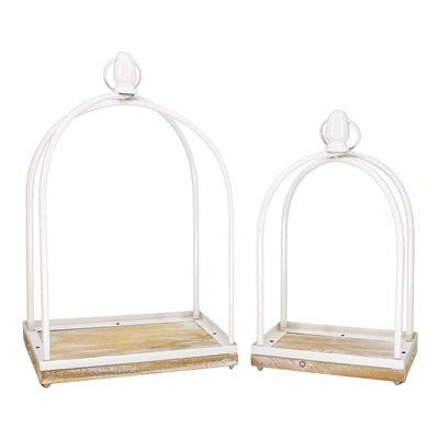 White Diagonal Framed Open Lantern