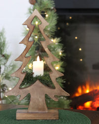 Mango Wood Pine Tree on Base