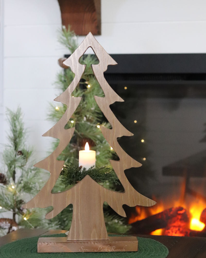 Mango Wood Pine Tree on Base