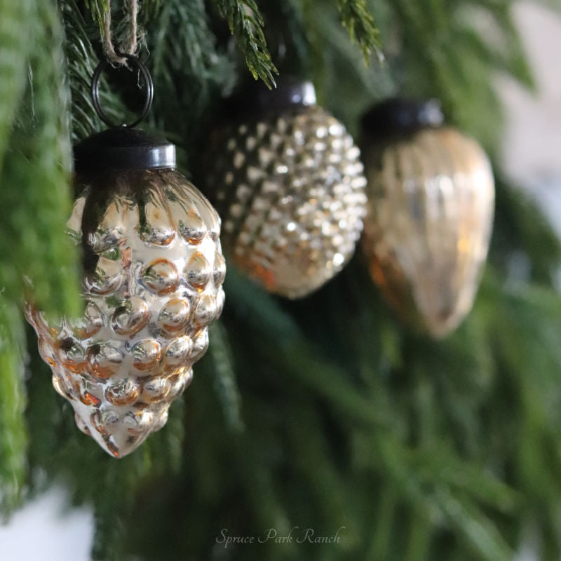 Mercury Glass Acorn Ornament Gold