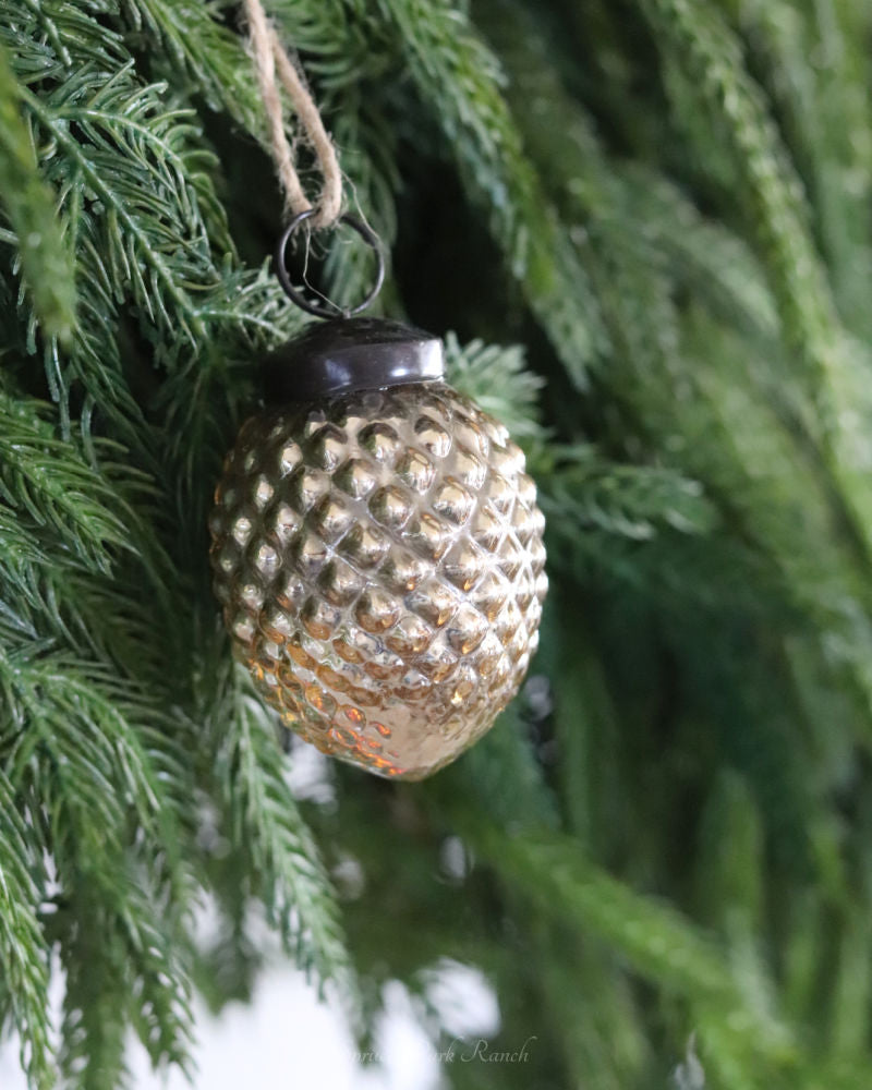 Mercury Glass Acorn Ornament Gold