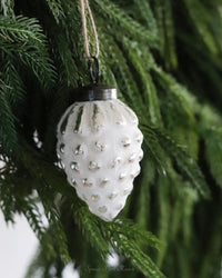 Mercury Glass Acorn Ornament Whitewashed