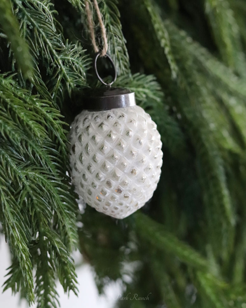 Mercury Glass Acorn Ornament Whitewashed