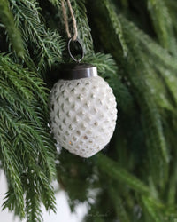 Mercury Glass Acorn Ornament Whitewashed