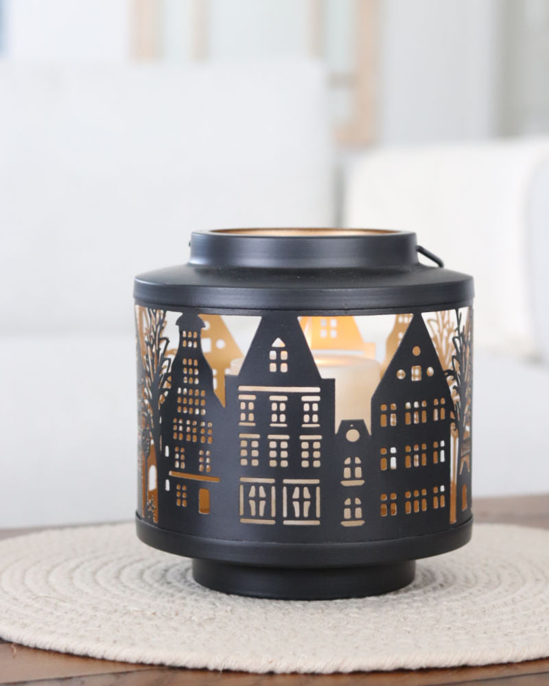 Decorative Iron House Silhouette Lantern