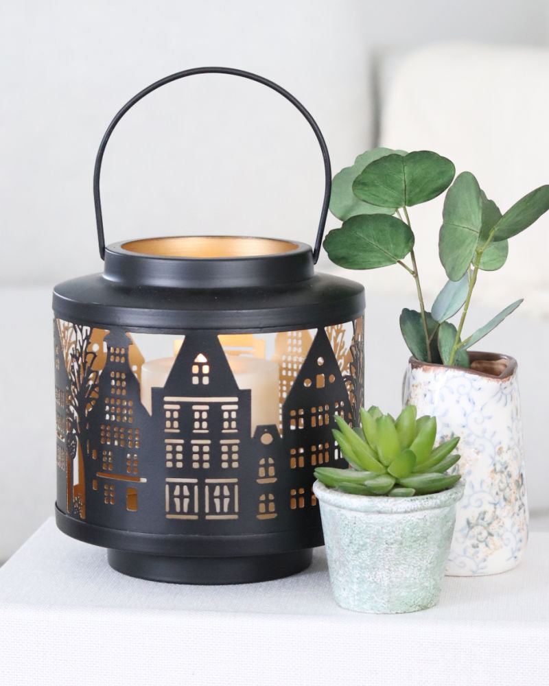 Decorative Iron House Silhouette Lantern