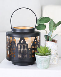 Decorative Iron House Silhouette Lantern