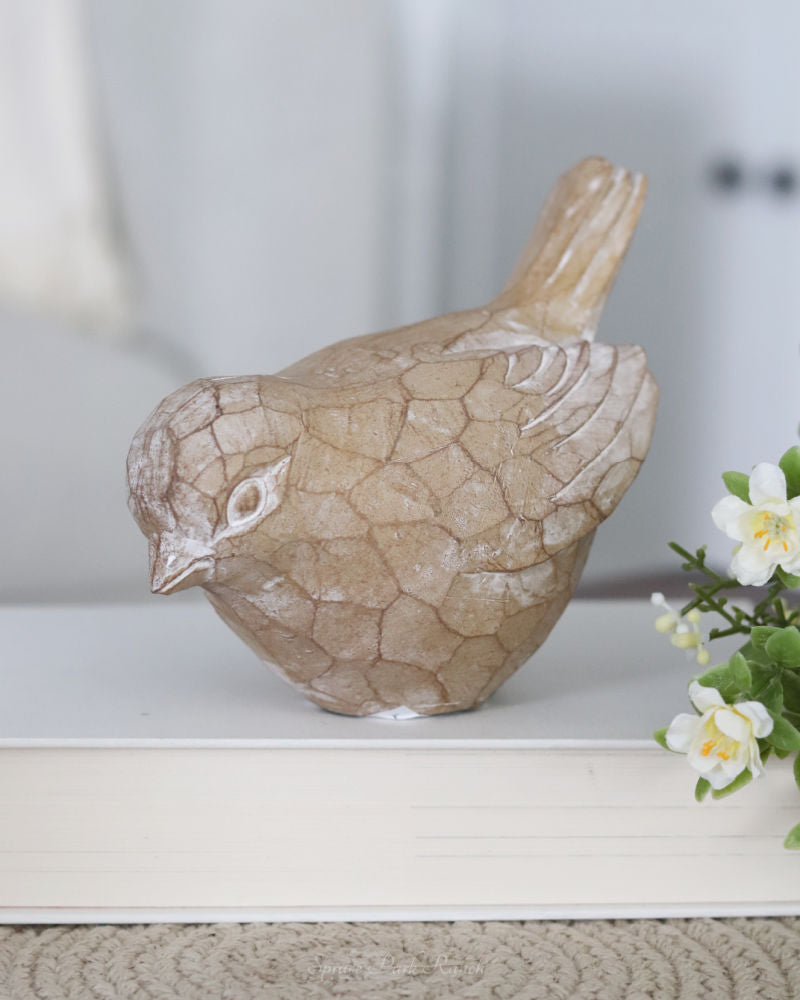 Carved Neutral Bird Figurine