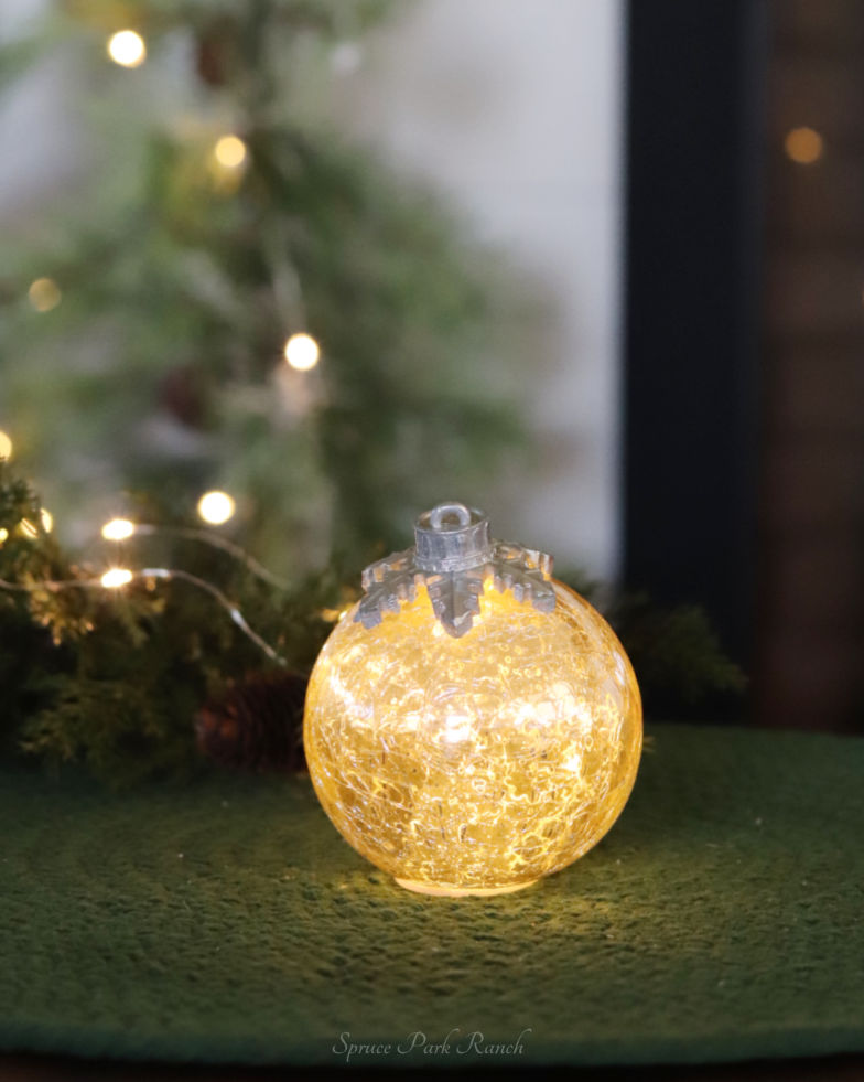 Light Up Crackle Glass Tabletop Ornament Silver