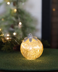 Light Up Crackle Glass Tabletop Ornament Silver