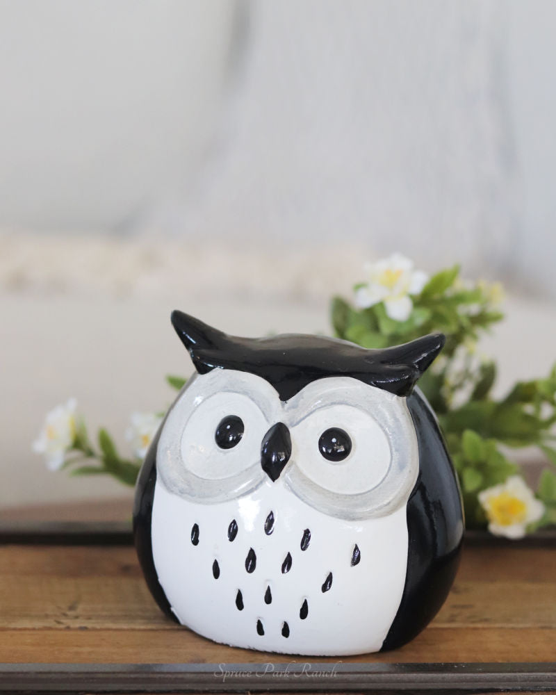 Black and White Porcelain Owl