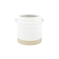 White Ceramic Vase With Handles and Natural Base