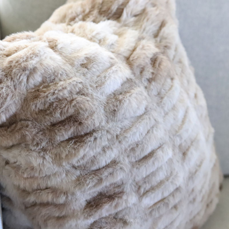 Light Brown Ribbed Faux Fur Pillow