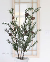 Glittered Snowy Pine Stem With Mini Pinecones 33"