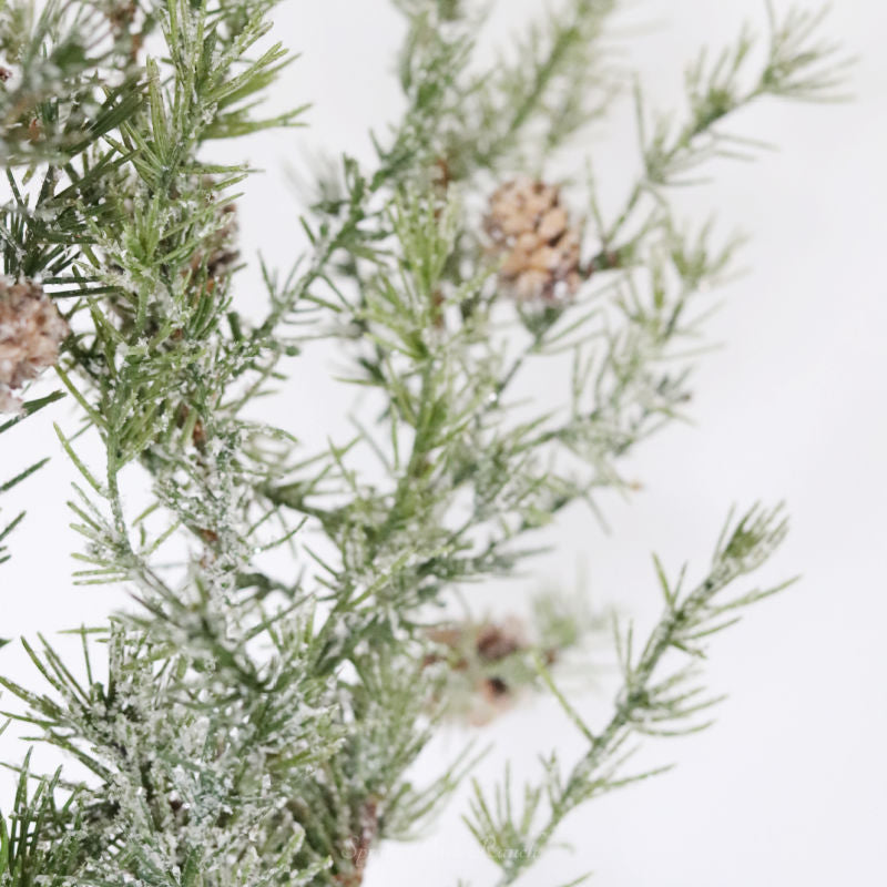 Glittered Snowy Pine Stem With Mini Pinecones 33"