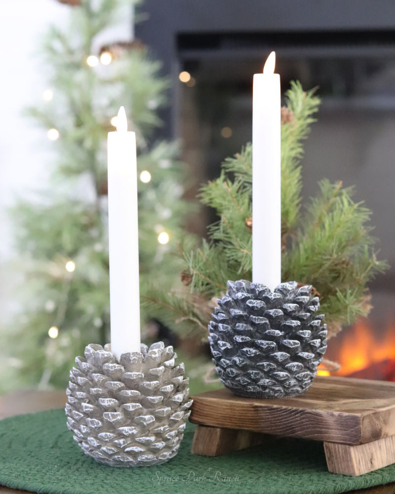 Pinecone Taper Candle Holder Large