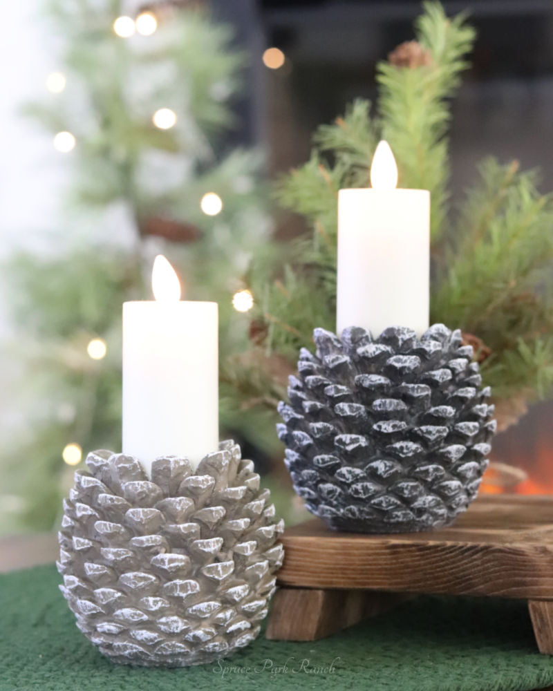 Pinecone Taper Candle Holder Large