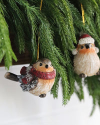 Pinecone Winter Bird Ornament