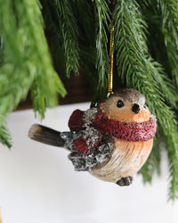 Pinecone Winter Bird Ornament