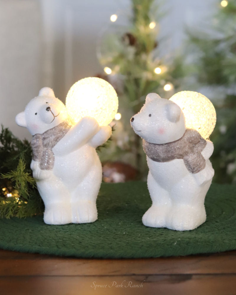 Lighted Terracotta Holiday Polar Bear