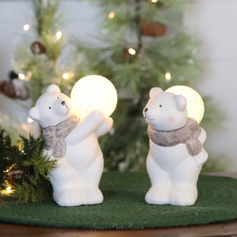Lighted Terracotta Holiday Polar Bear