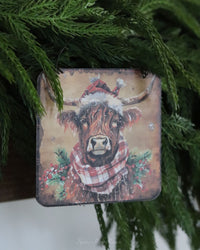 Primitive Highland Cow Ornament
