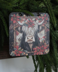 Primitive Highland Cow Ornament
