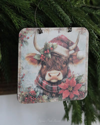 Primitive Highland Cow Ornament