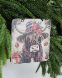 Primitive Highland Cow Ornament